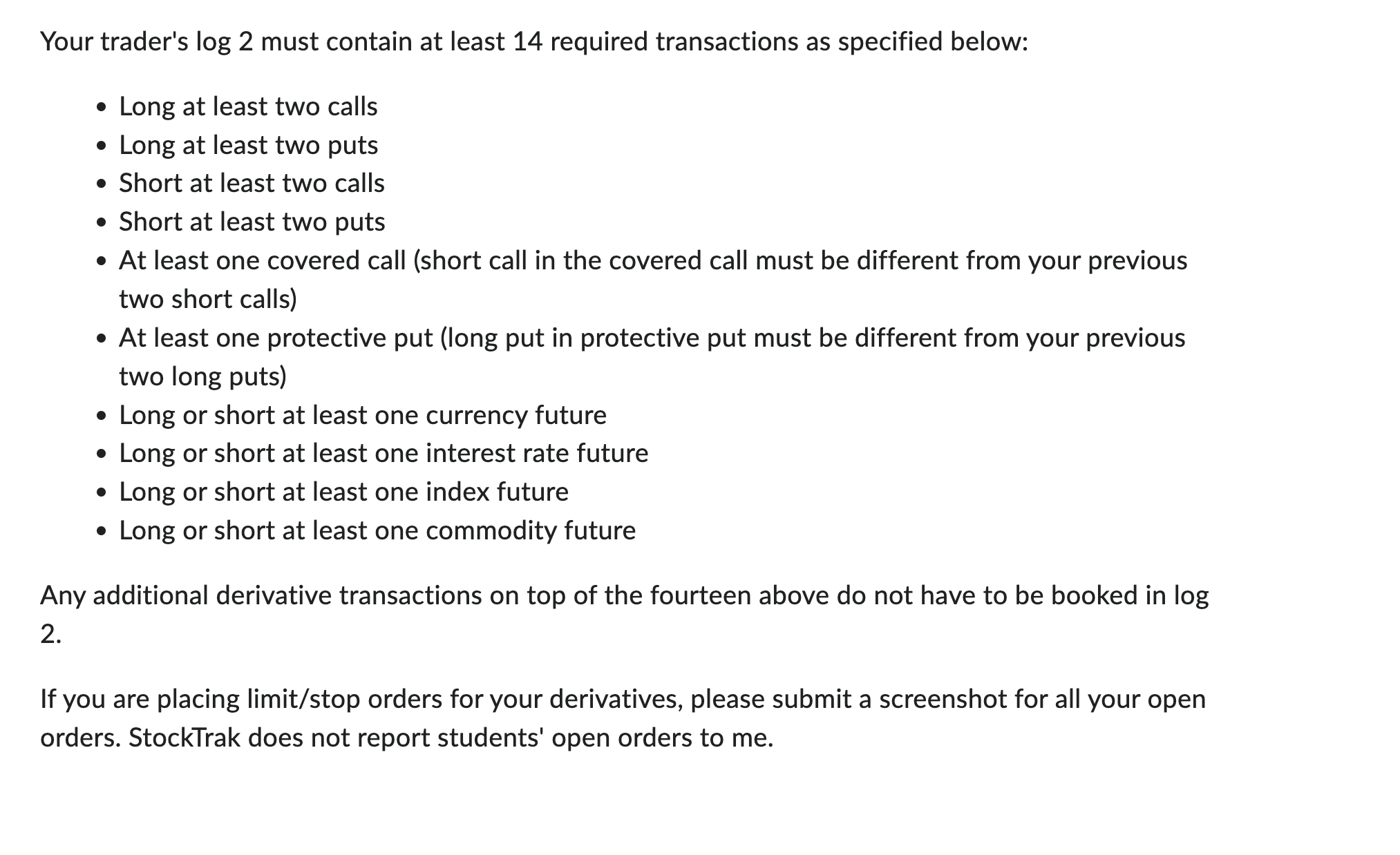 StockTrak Log 2 Question/help, what should i do