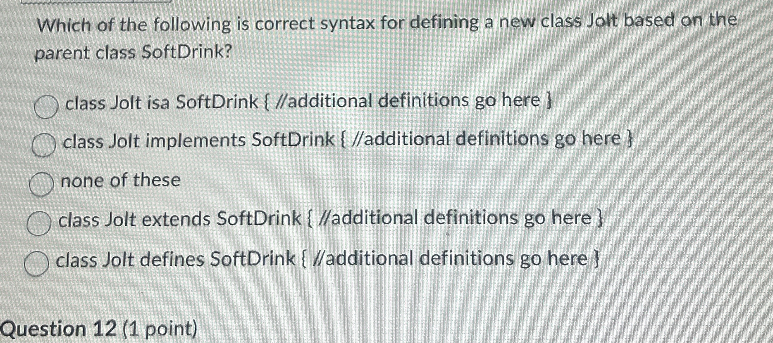 Which of the following is correct syntax for