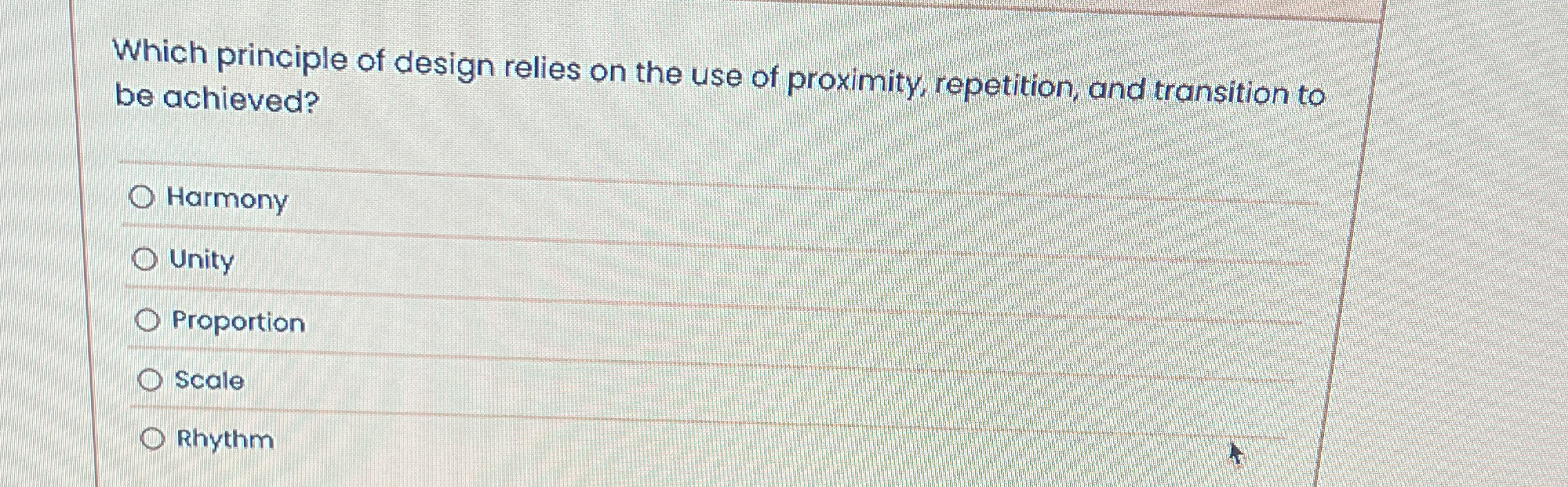 Which principle of design relies on the use of