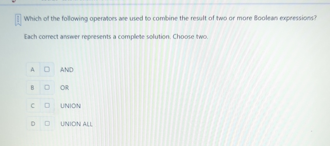 Which of the following operators are used to