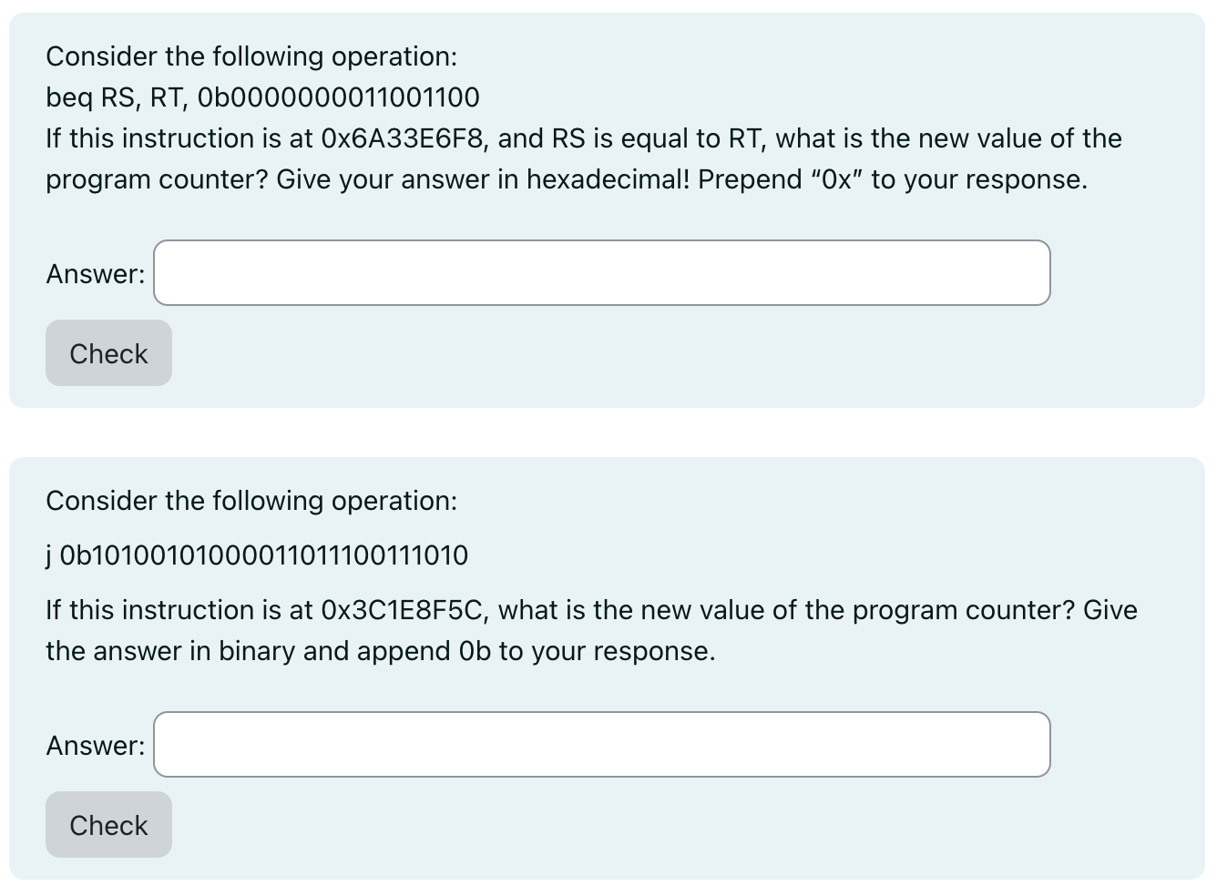 Consider the following operation: beq RS , RT ,