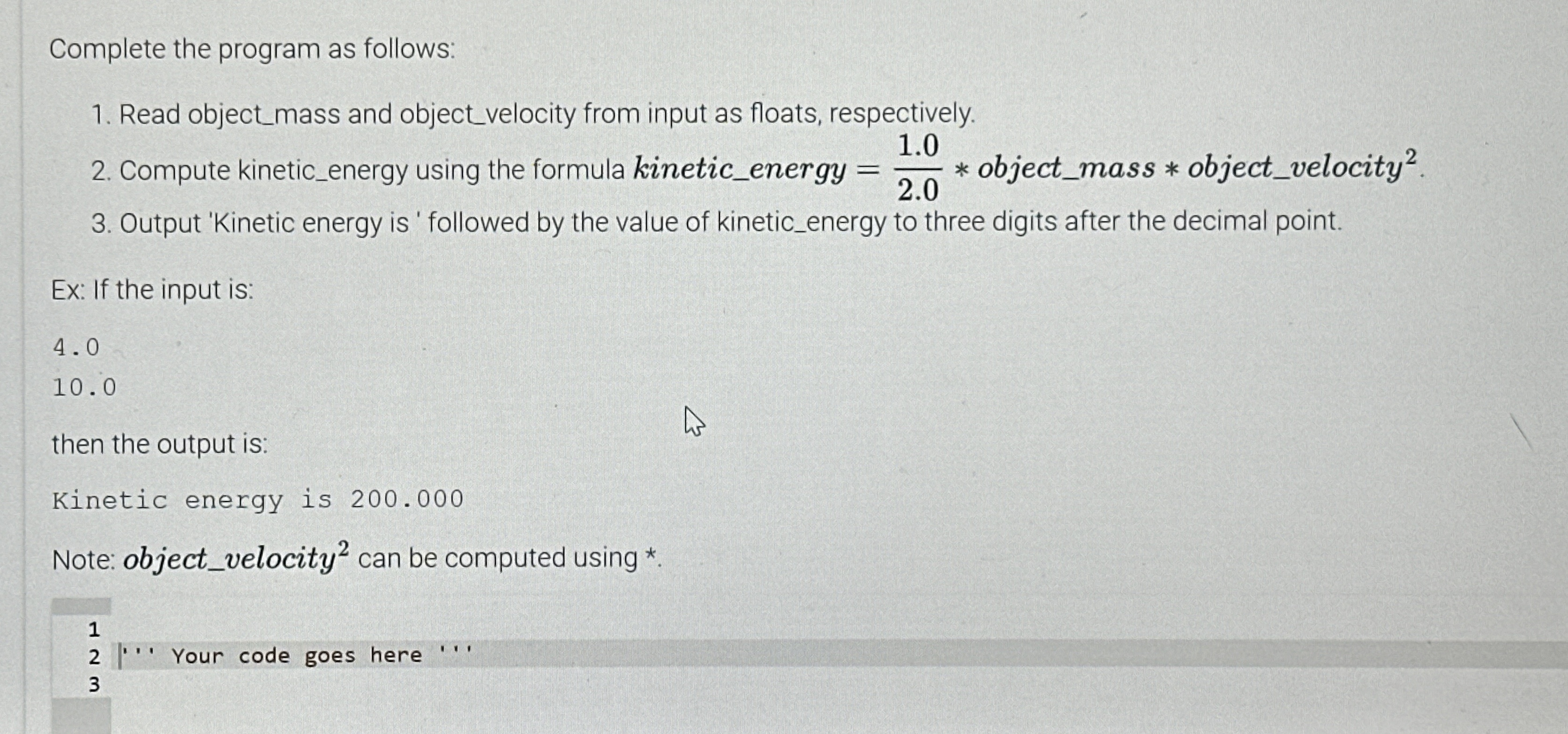 Complete the program as follows: Read object _