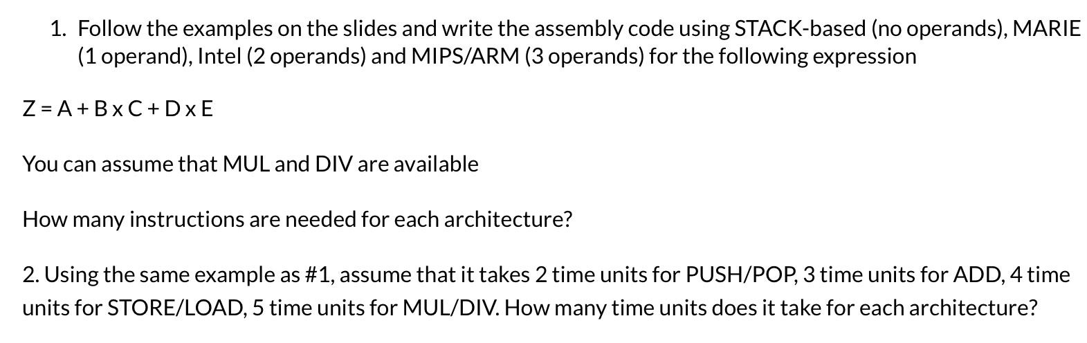 Follow the examples on the slides and write the