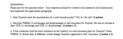 Risk Financing Lesson 4: Self-Insurance Case