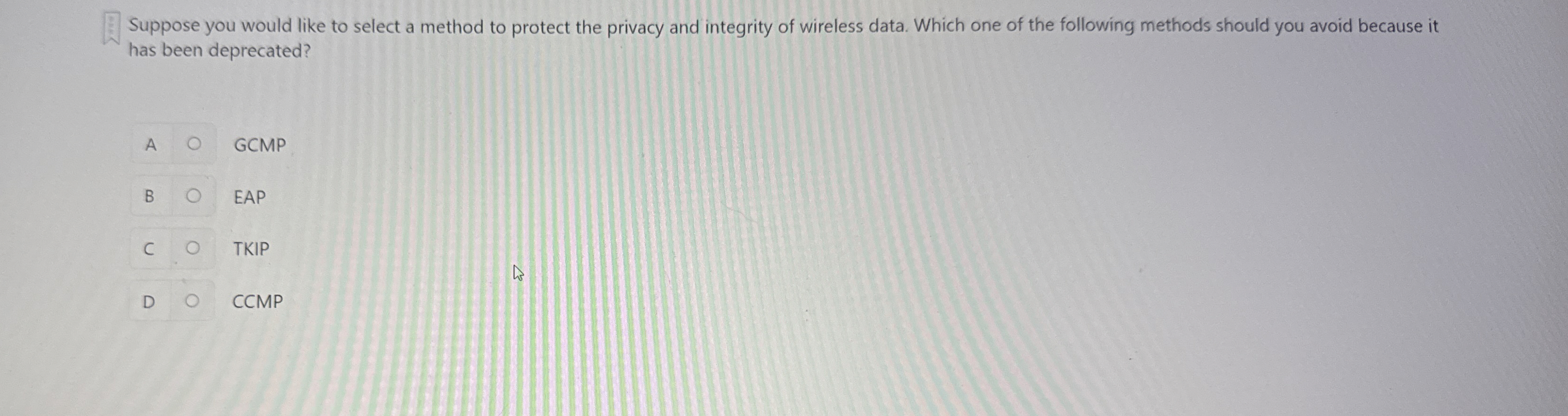 Suppose you would like to select a method to