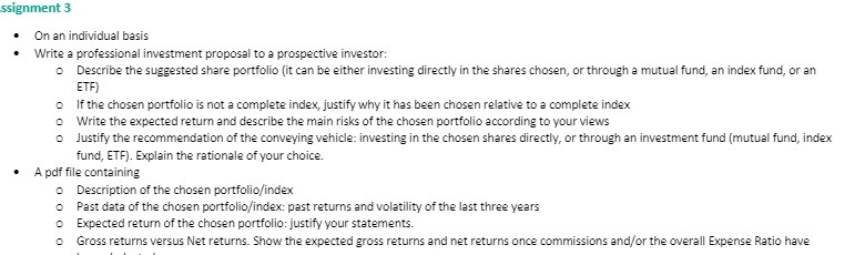 ssignment 3 On an individual basis Write a
