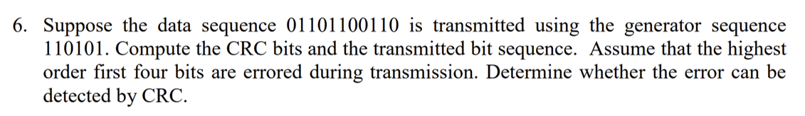 6 . Suppose the data sequence 0 1 1 0 1 1 0 0 1 1