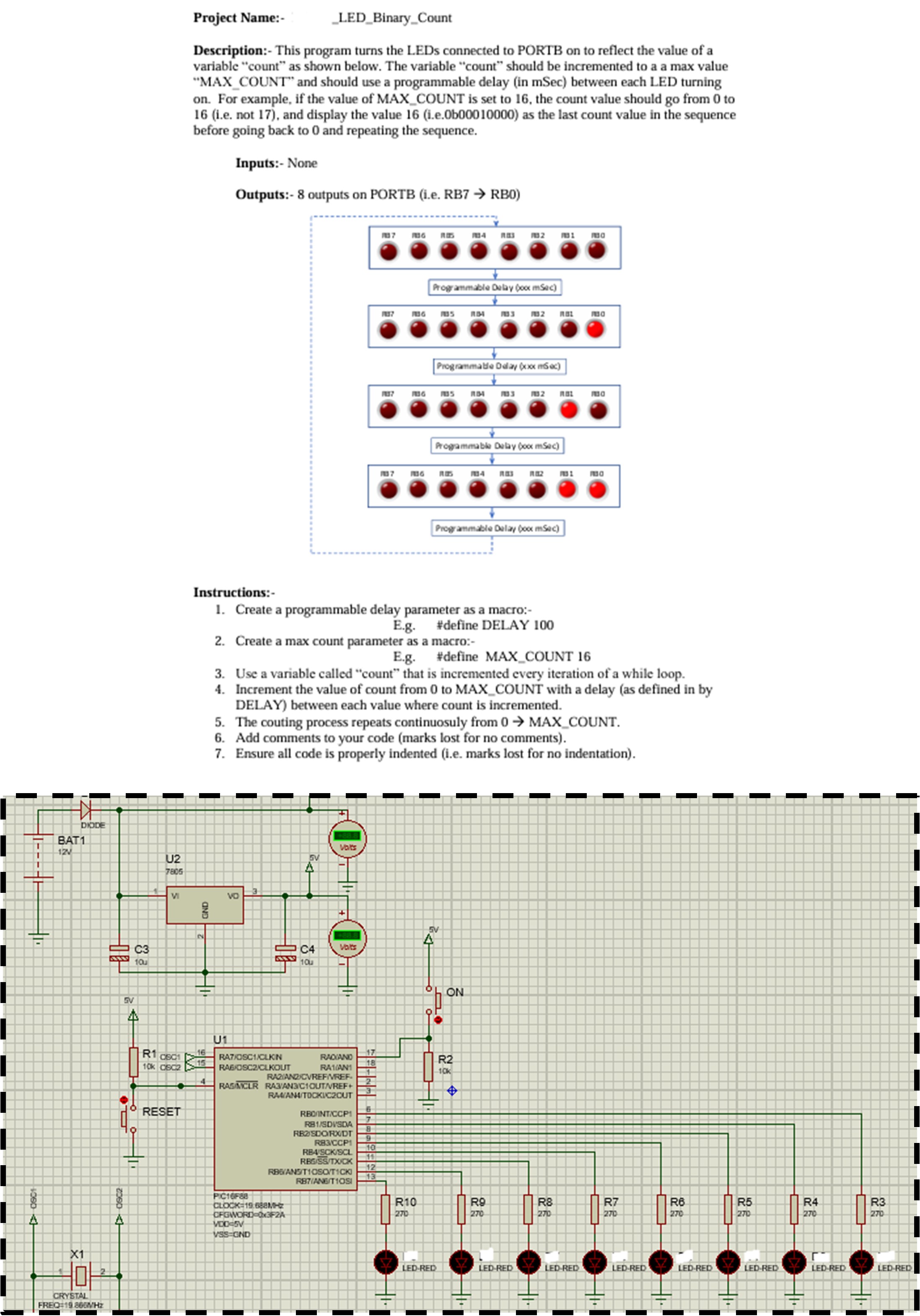 Description: - This program turns the LEDs