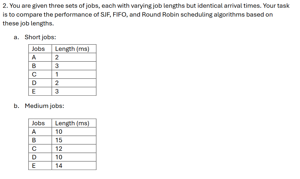 You are given three sets of jobs, each with