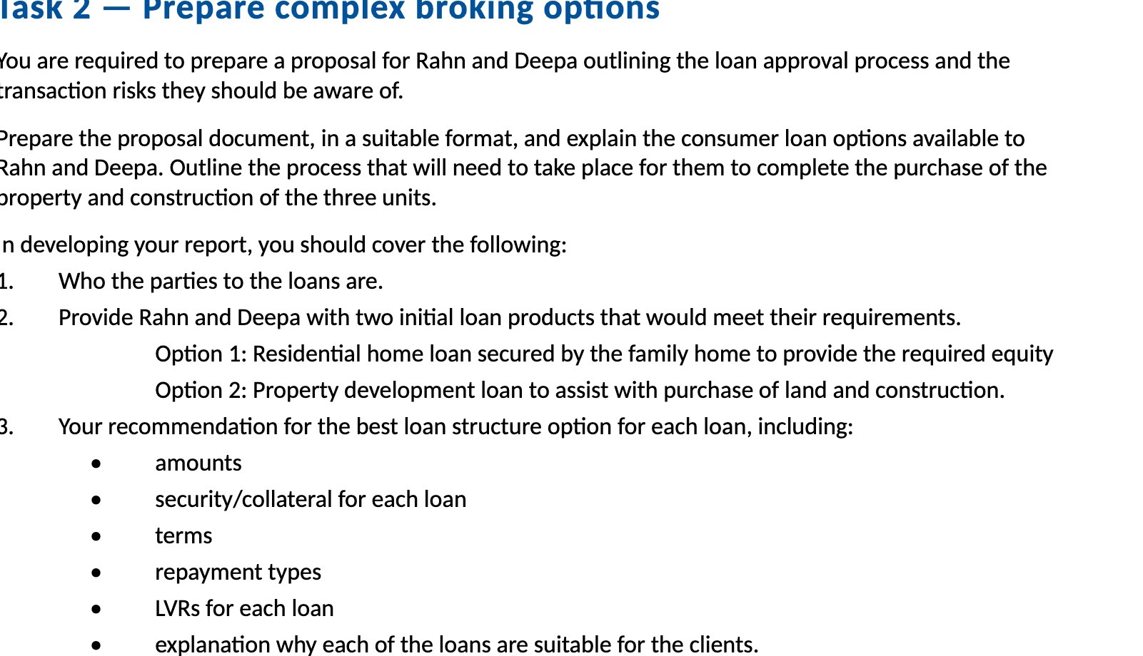 ask 2 - Prepare complex broking options You are