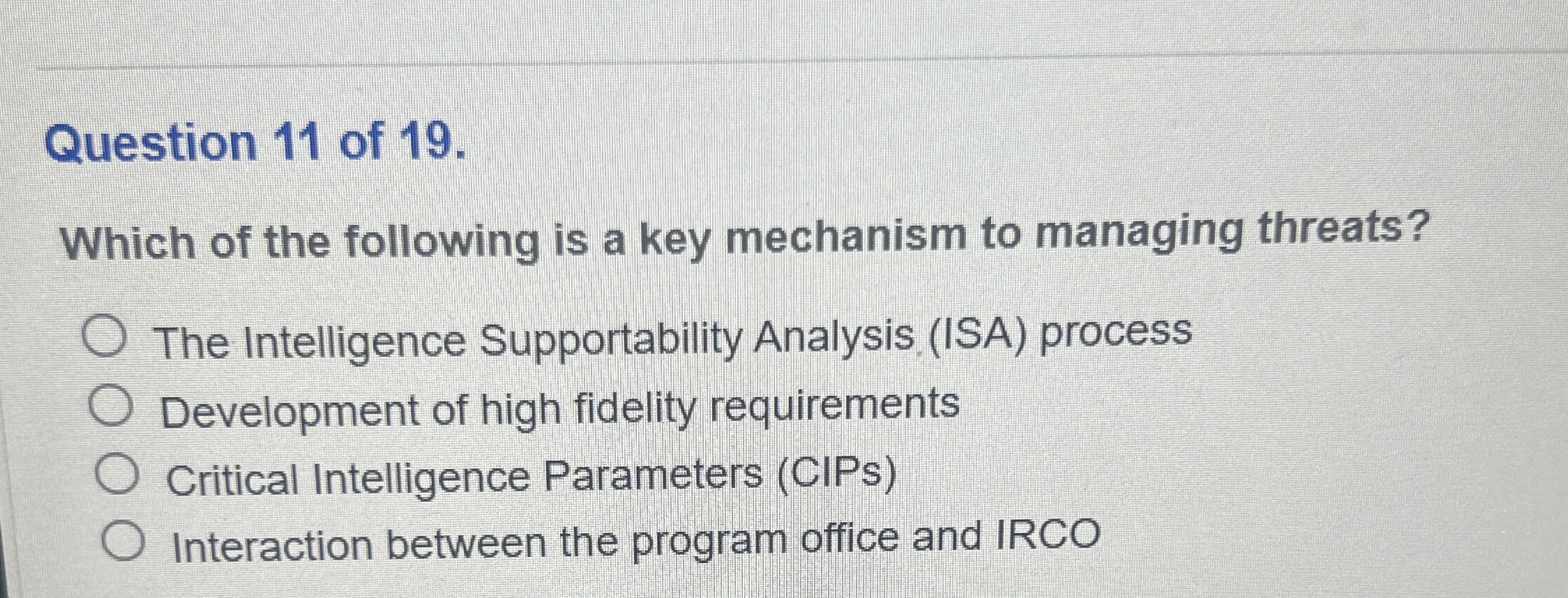 Question 1 1 of 1 9 . Which of the following is a