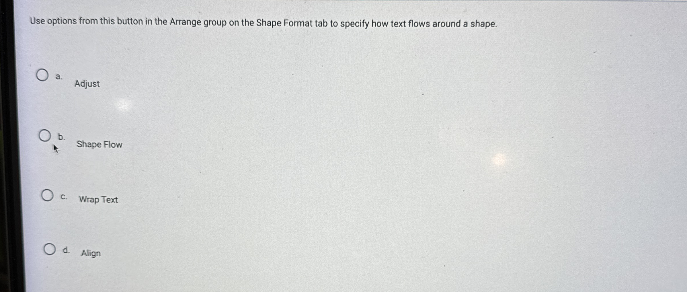 Use options from this button in the Arrange group