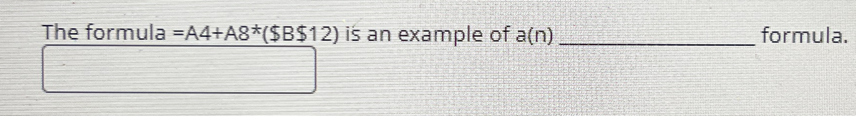 The formula = A 4 + A 8 * * ( $ B $ 1 2 ) is an