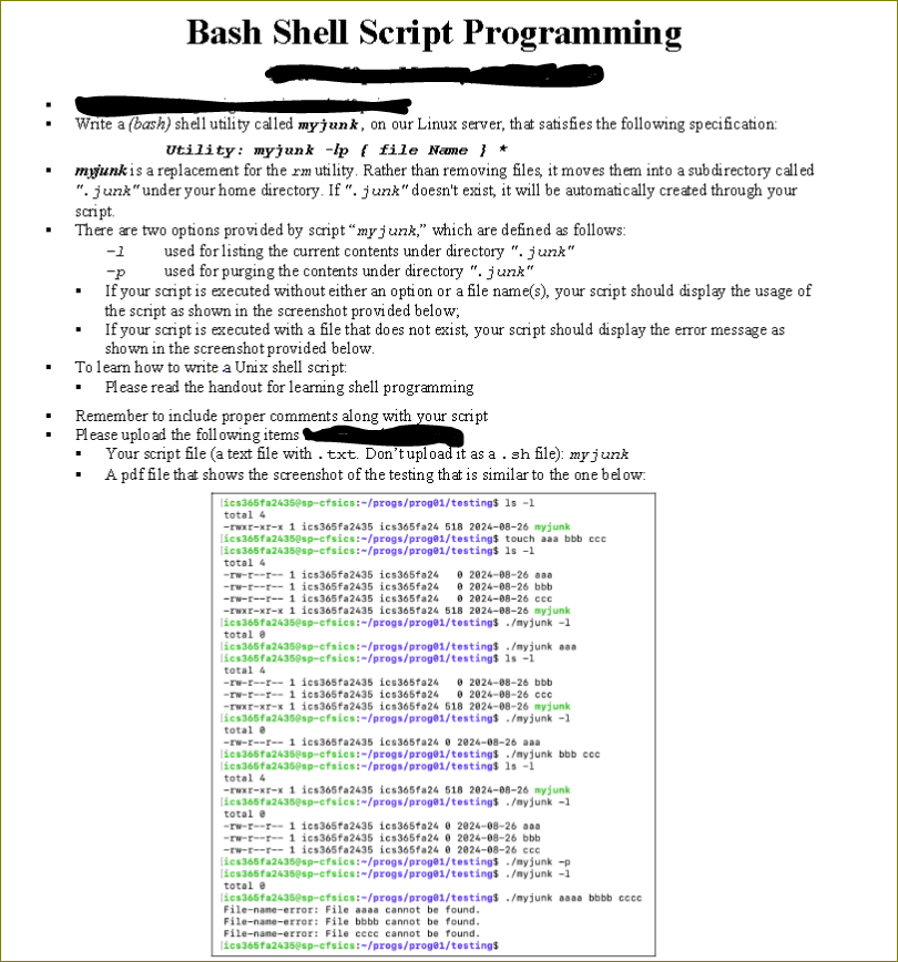 Shell program show step by step please and explain