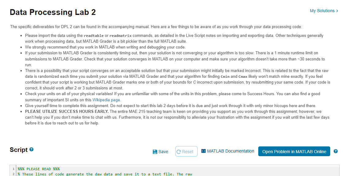 Data Processing Lab 2 The specific deliverables