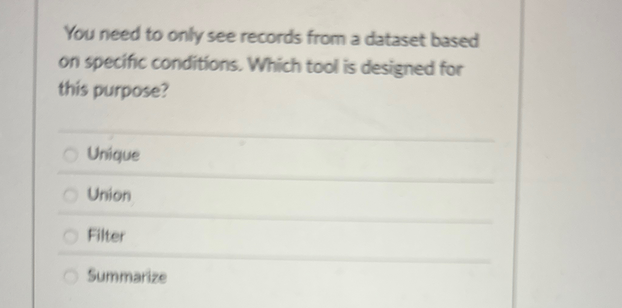 You need to only see records from a dataset based