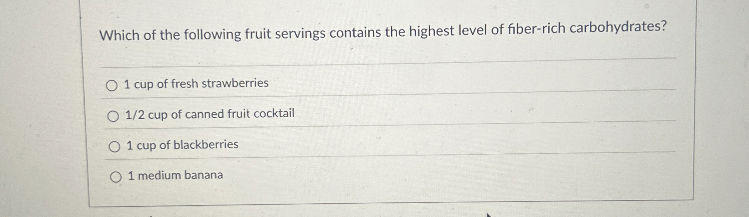 Which of the following fruit servings contains