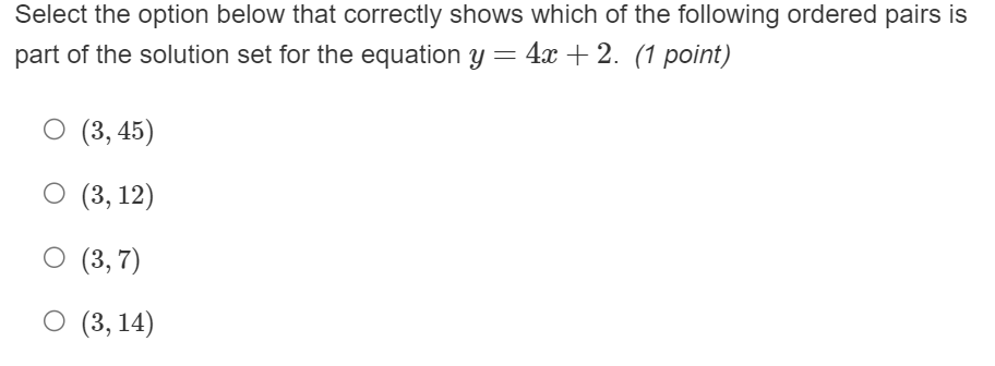 Select the option below that correctly shows