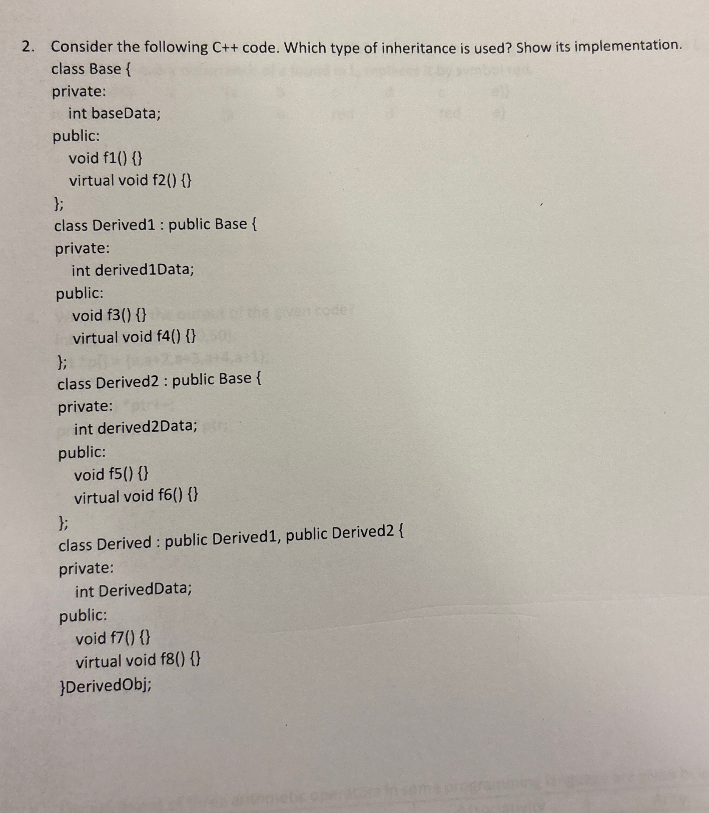 Consider the following C + + code. Which type of