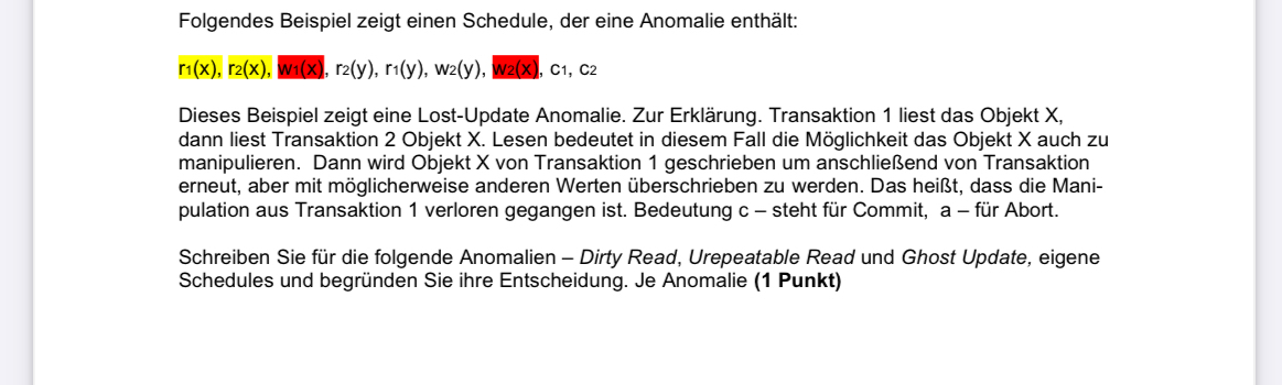 Folgendes Beispiel zeigt einen Schedule, der eine