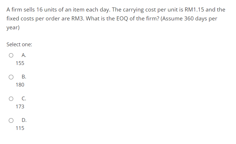 A firm has the credit term of net 30 and the