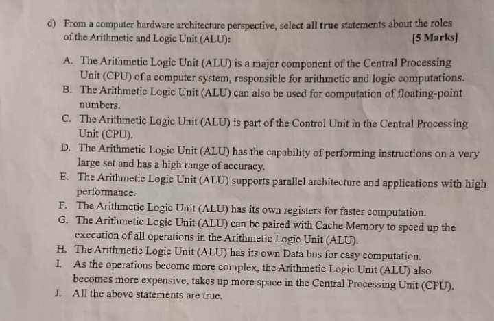 d ) From a computer hardware architecture