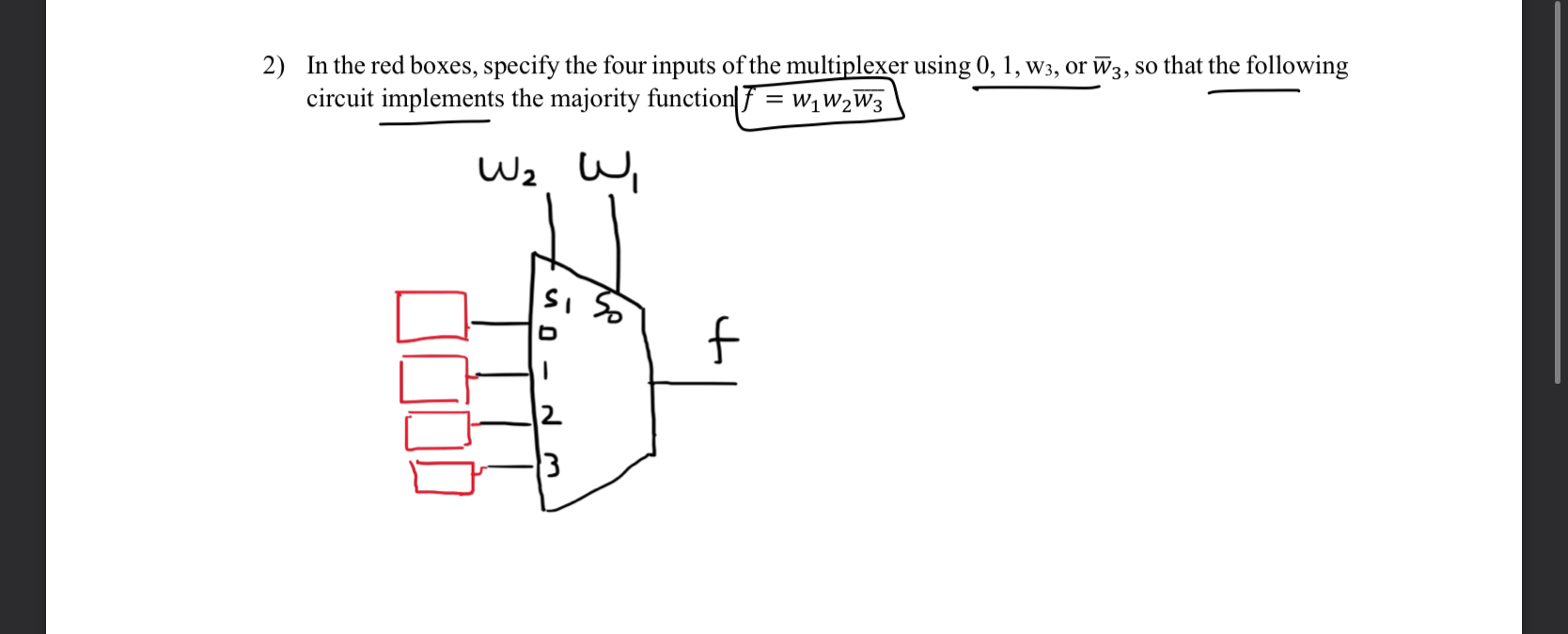 In the red boxes, specify the four inputs of the