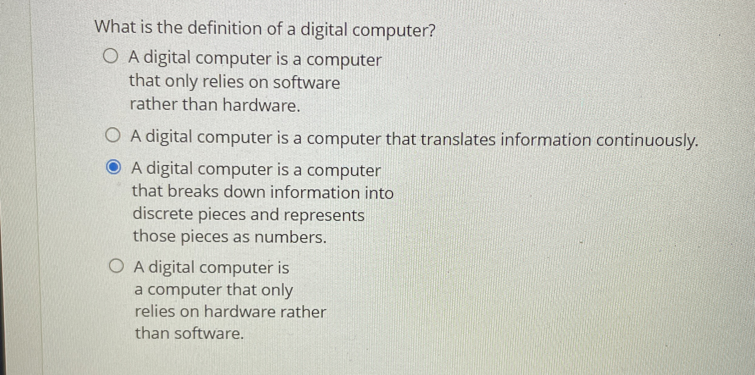 What is the definition of a digital computer? A