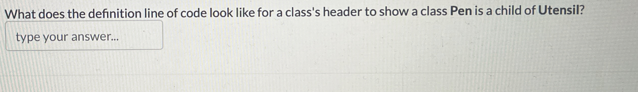 What does the definition line of code look like