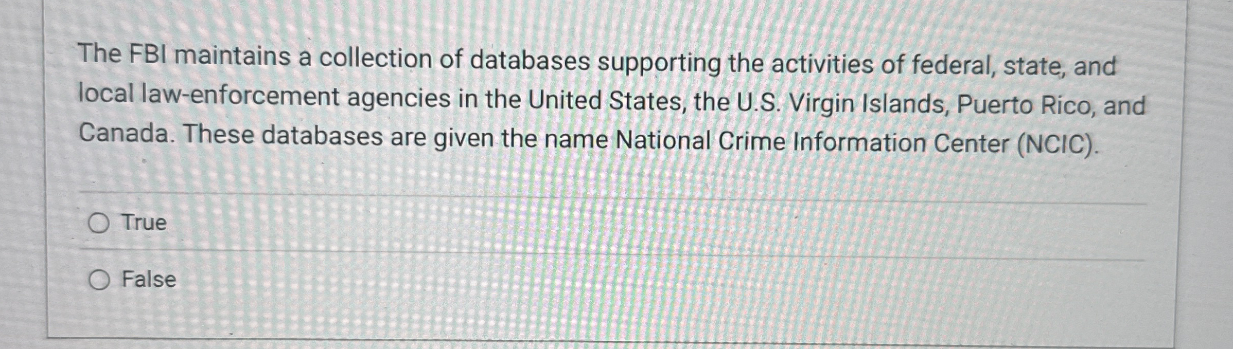 The FBI maintains a collection of databases