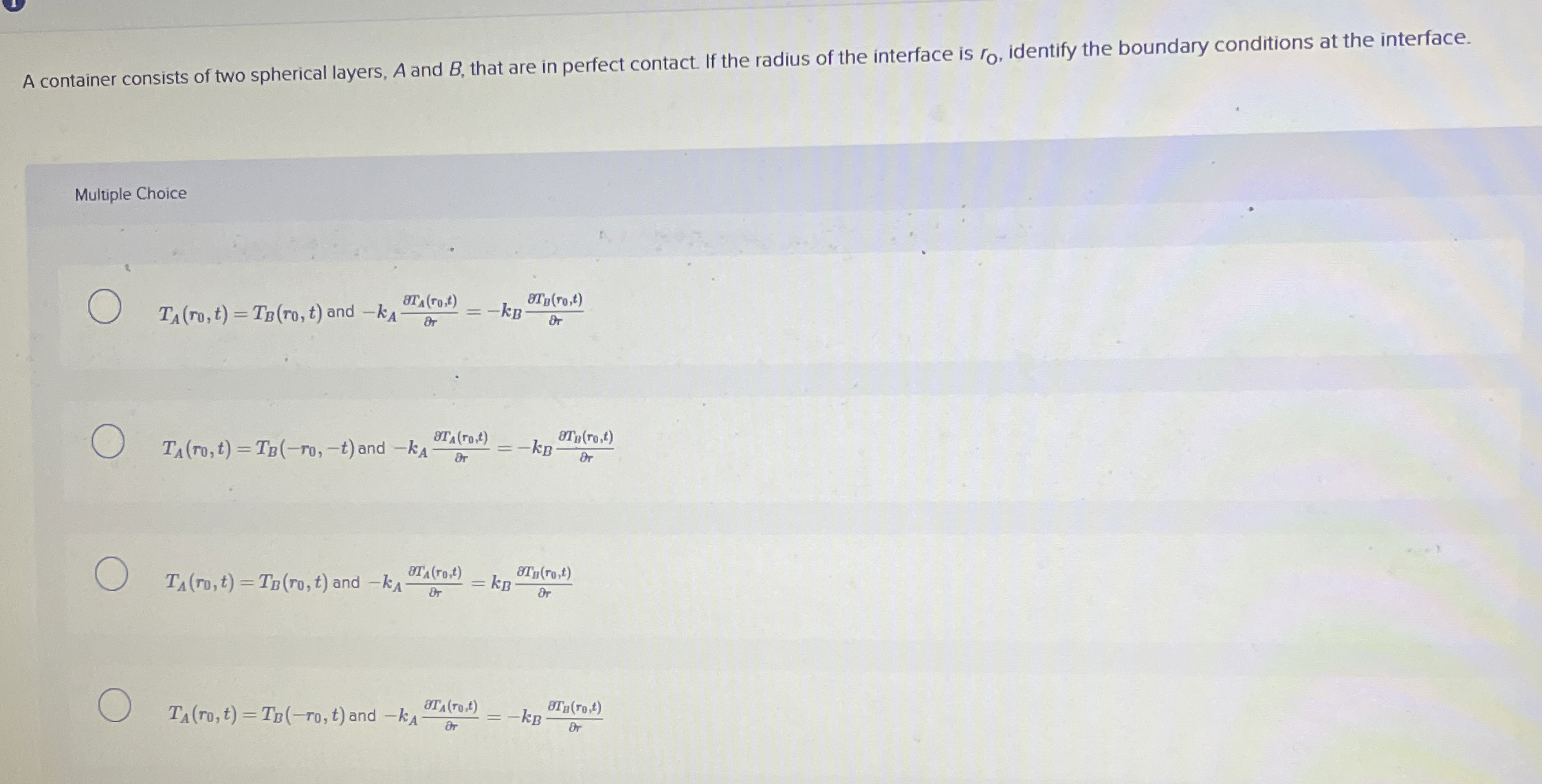 A container consists of two spherical layers, A