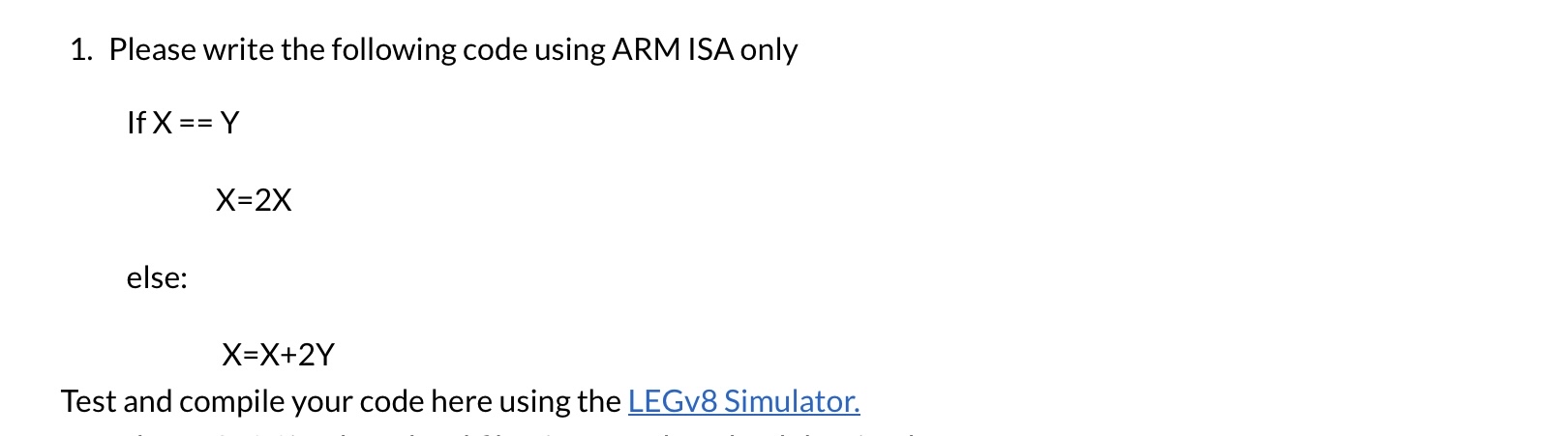 Please write the following code using ARM ISA