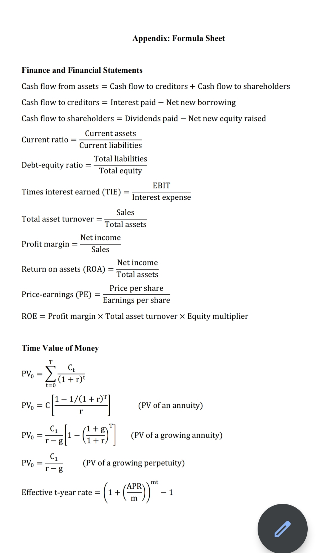 Financial Asset Valuation VB = C 1 - 1/(1 + rD)"]