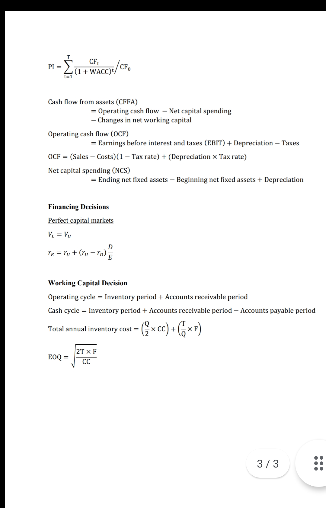 Financial Asset Valuation VB = C 1 - 1/(1 + rD)"]