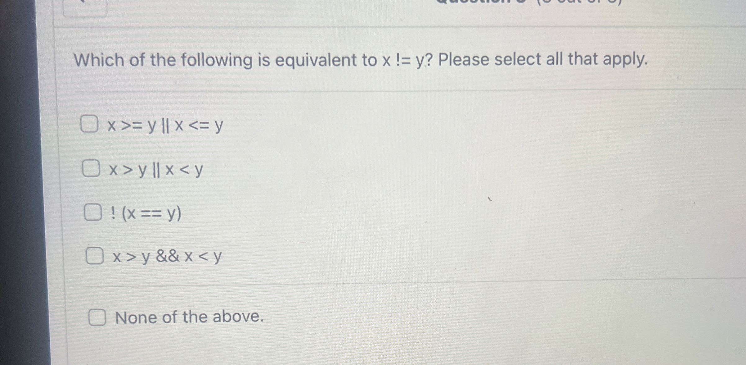 Which of the following is equivalent to x y ?