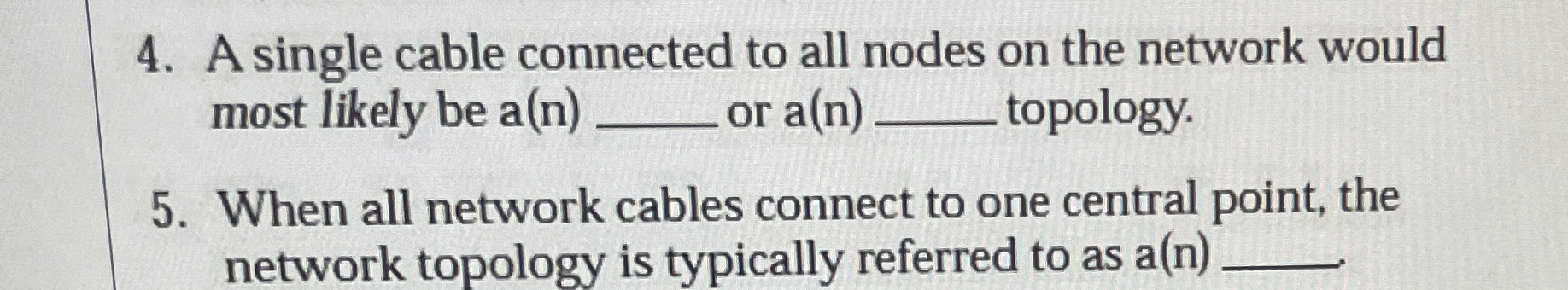 A single cable connected to all nodes on the
