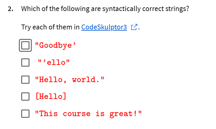 Which of the following are syntactically correct