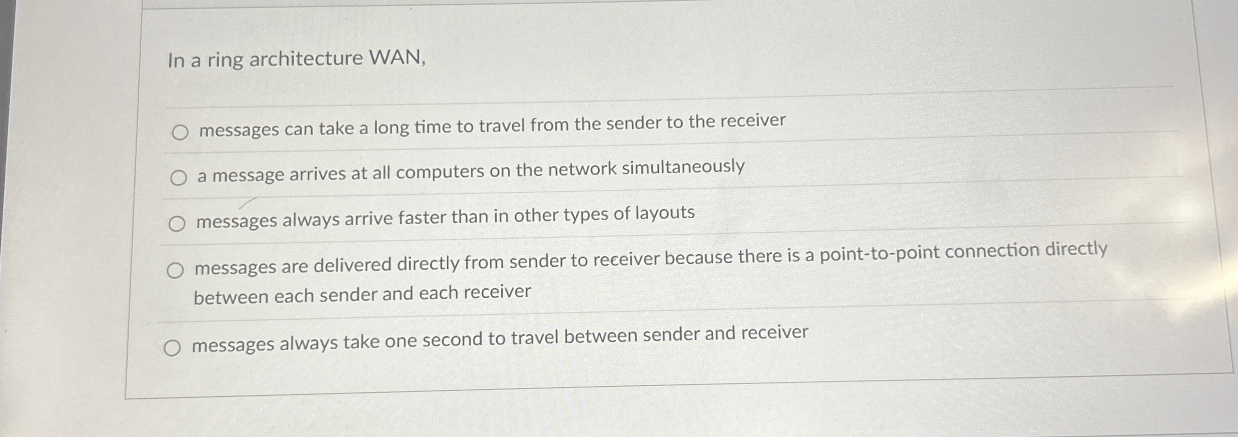 In a ring architecture WAN, messages can take a