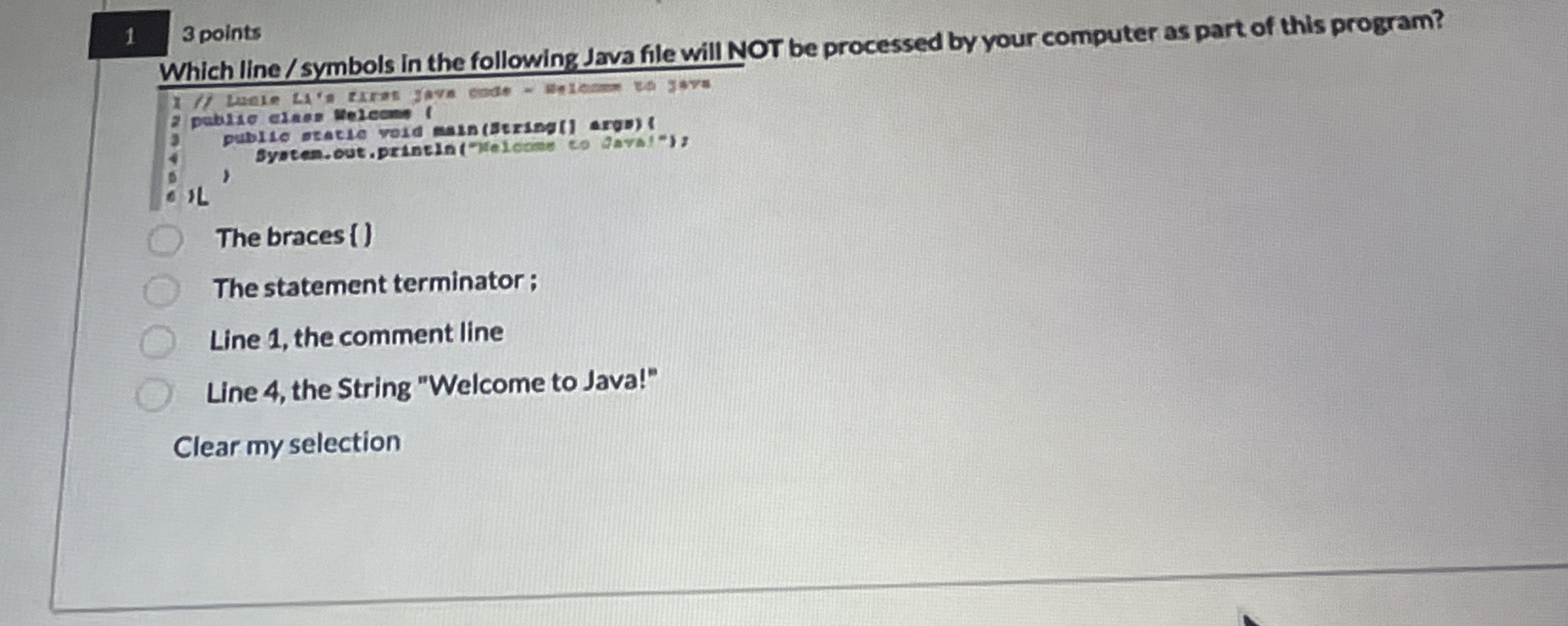 Which line / symbols in the following Java file