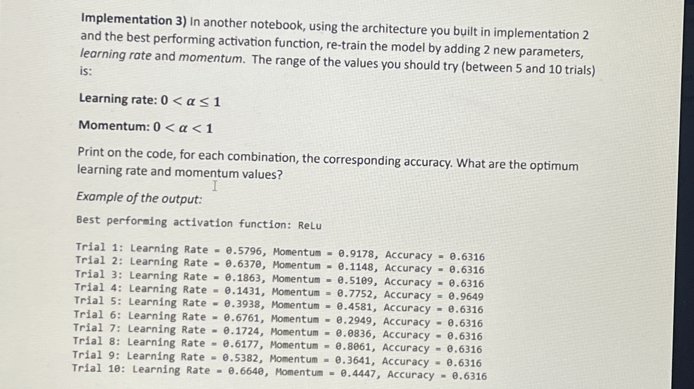 Implementation 3 ) In another notebook, using the