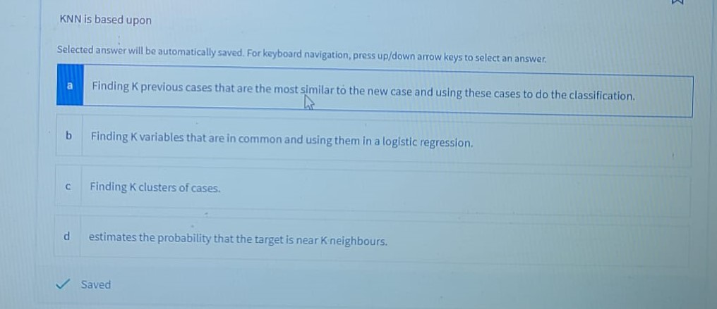 KNN is based upon Selected answer will be