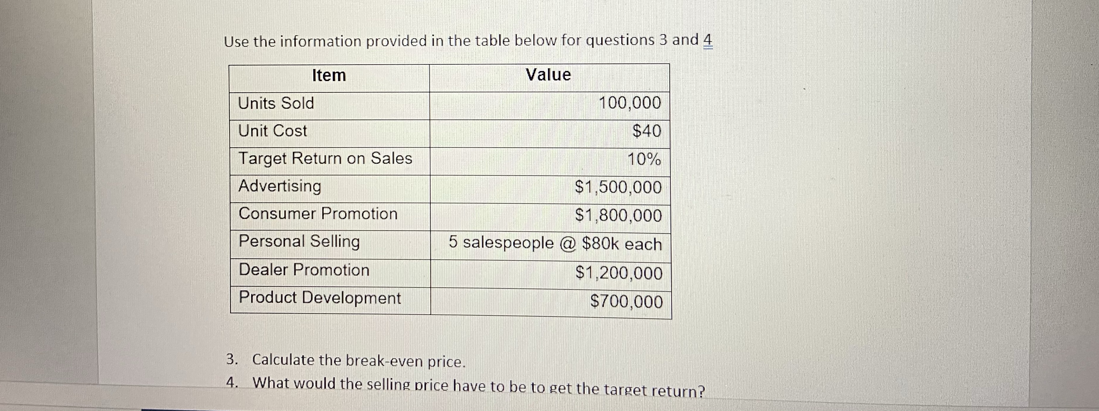 Use the information provided in the table below