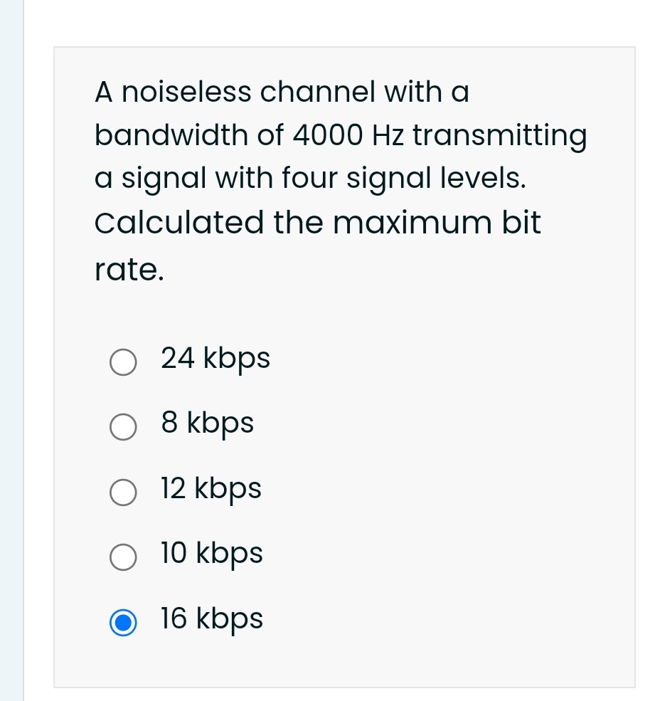 A noiseless channel with a bandwidth of 4 0 0 0