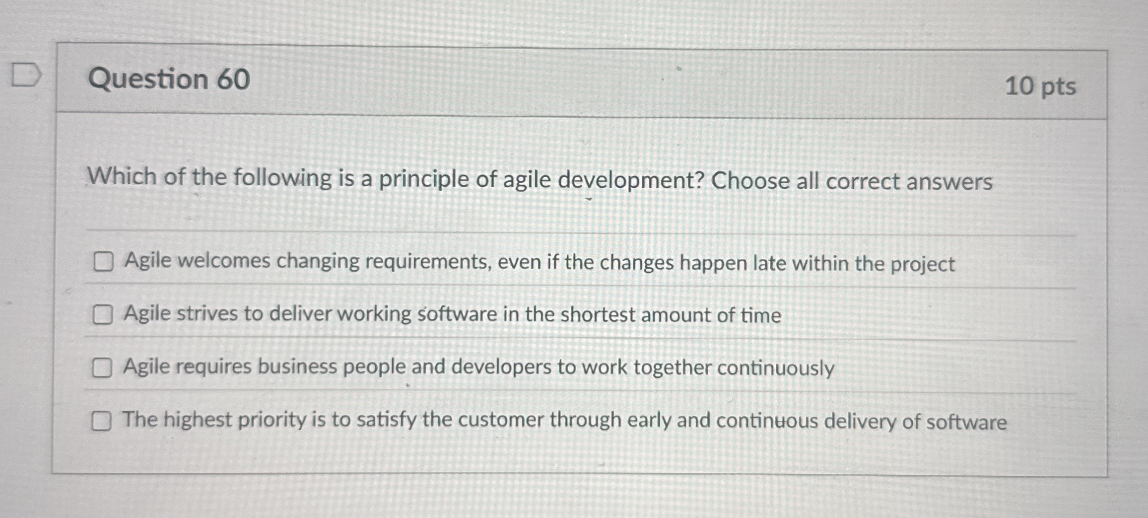 Question 6 0 Which of the following is a