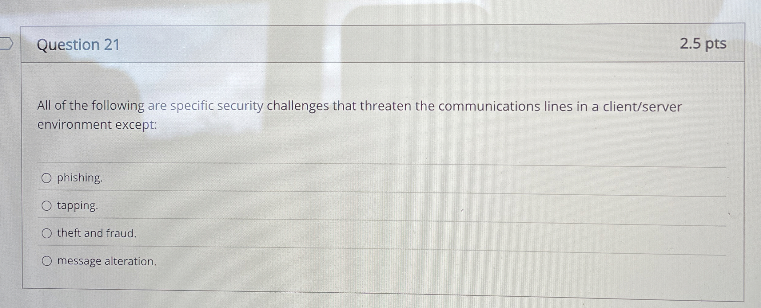 Question 2 1 2 . 5 pts All of the following are