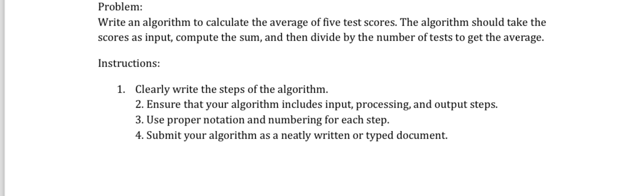 Problem: Write an algorithm to calculate the