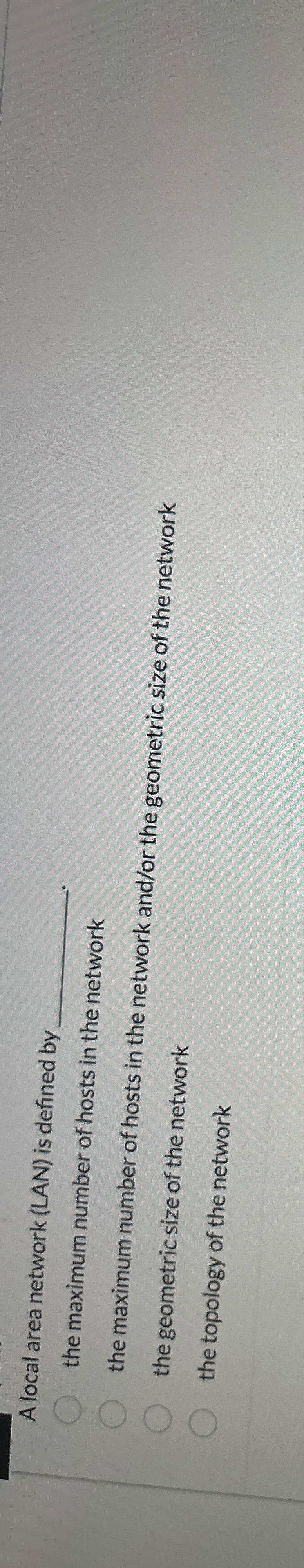 A local area network ( LAN ) is defined by the