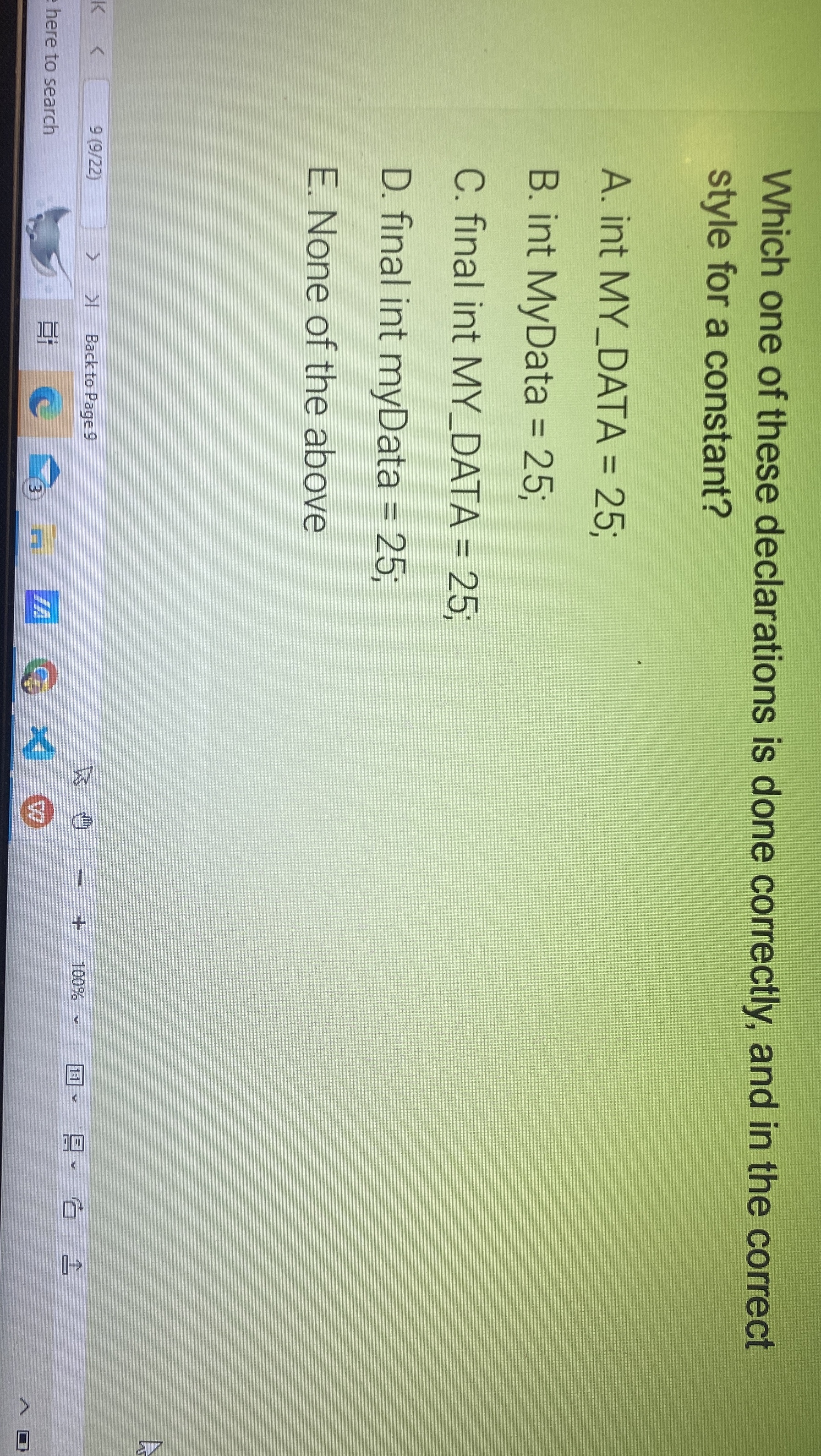 Which one of these declarations is done