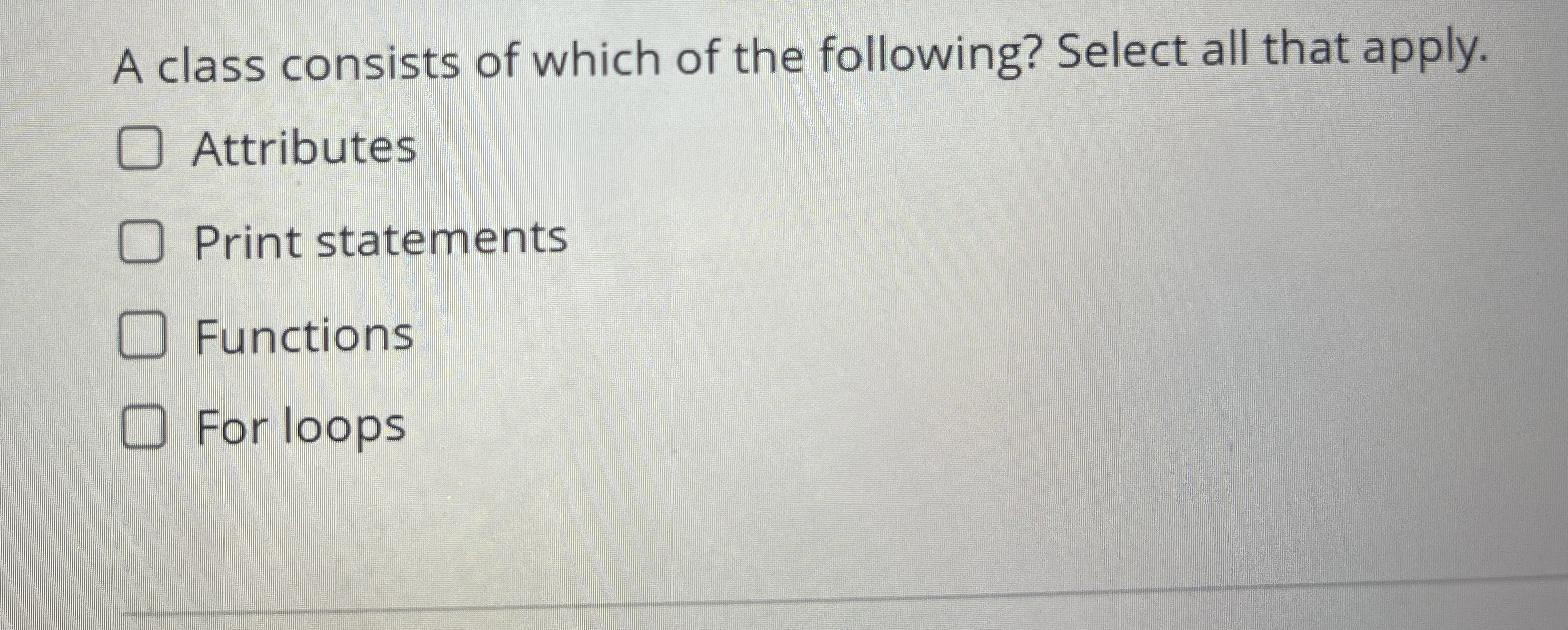 A class consists of which of the following?
