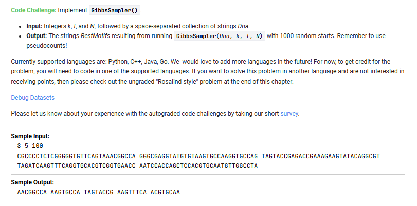 Code Challenge: Implement GibbsSampler ( ) . -